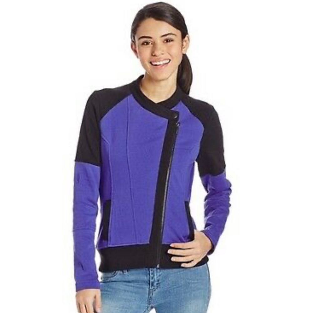 Fox Women's Violet and Black Asymmetrical Bomber Jacket